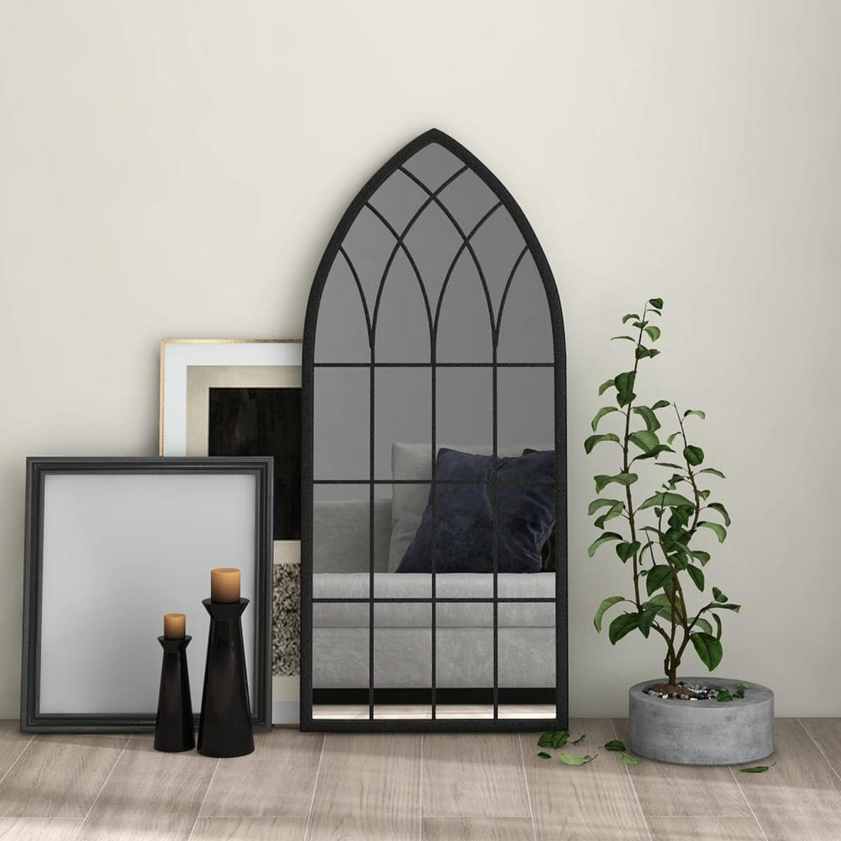 SPIEGEL Schwarz 100x45 cm Eisen für den Innenbereich - Schwarz, Metall (100/45/1cm) - furnicato