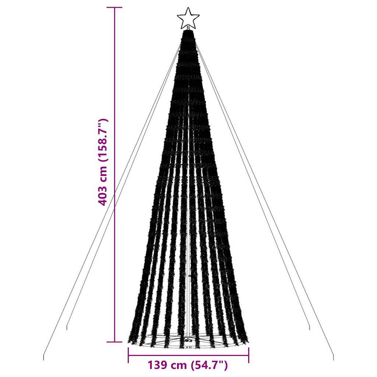 WEIHNACHTSBAUM LED 403 Cm Weiss Metall - Weiß, Metall (403cm) - vidaXL