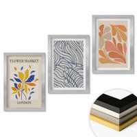 WANDBILDER 3er Set - 20x30 cm Silberner Rahmen - Moderne abstrakte Blumen - Silberfarben, Kunststoff (20/30cm) - ArtPrintCave