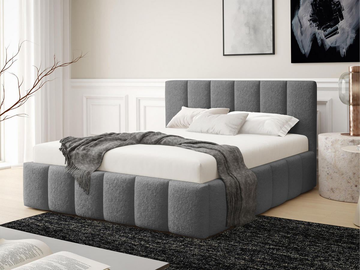 POLSTERBETT Lunaro - Grau, Holz/Textil (160/200cm) - MIRJAN24
