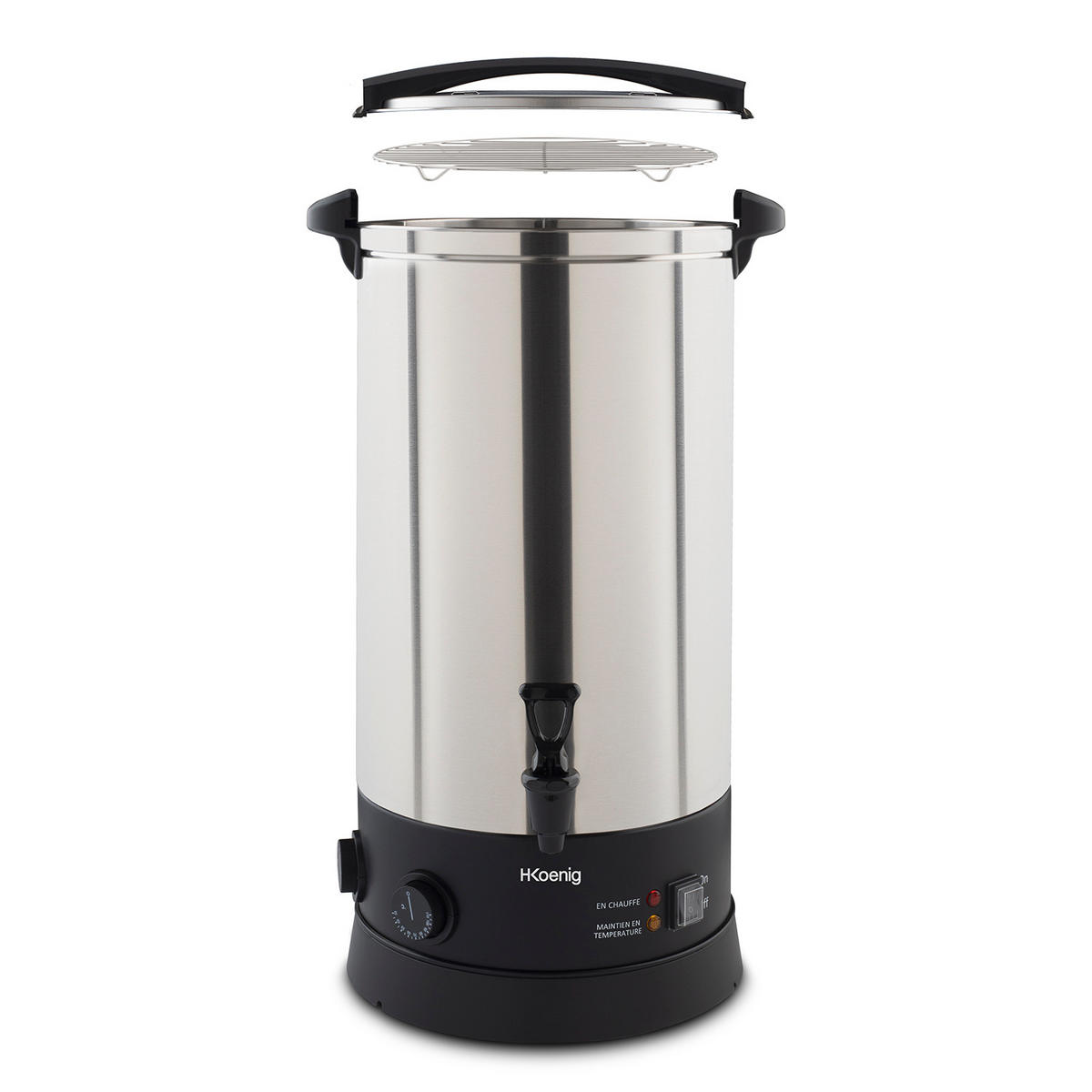 STERILISATOR LEGI25 Silber, für Einmachgläser und Zubereitung von heißen Rezepten, 25 l, Edelstahl - Silberfarben, Metall (37/64.5/36.5cm) - HKoenig