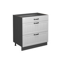 KÜCHENUNTERSCHRANK Fame-Line Weiß Landhaus 80 cm mit 3 Schubladen ohne AP - Anthrazit/Weiß, Holzwerkstoff (80/82/51.6cm) - Vicco