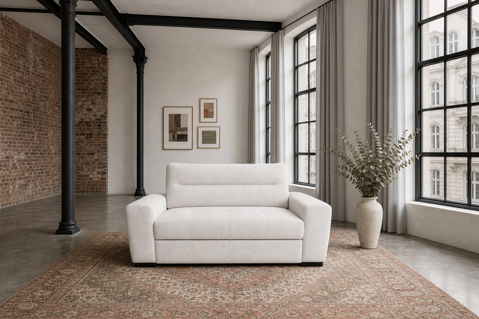 2-SITZER Carlisle Chenille Beige 183/97/93 cm - Ecru, Kunststoff/Textil (183/93/97cm) - foamnova