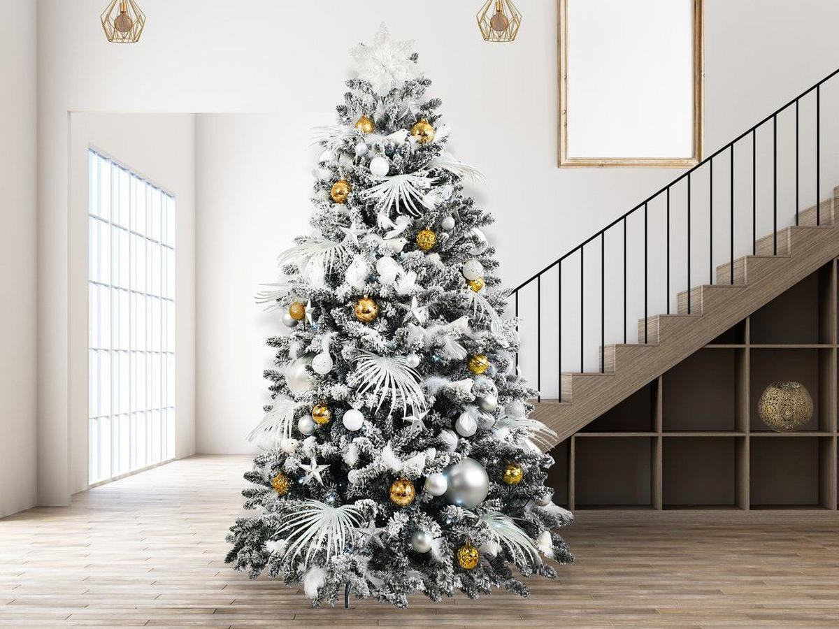 WEIHNACHTSBAUMSCHMUCK-SET POLAR GOLD II, 222-teilig, für Weihnachtsbäume 300–600 cm - Rot/Silberfarben, Glas/Kunststoff (60/50/80cm) - LAALU