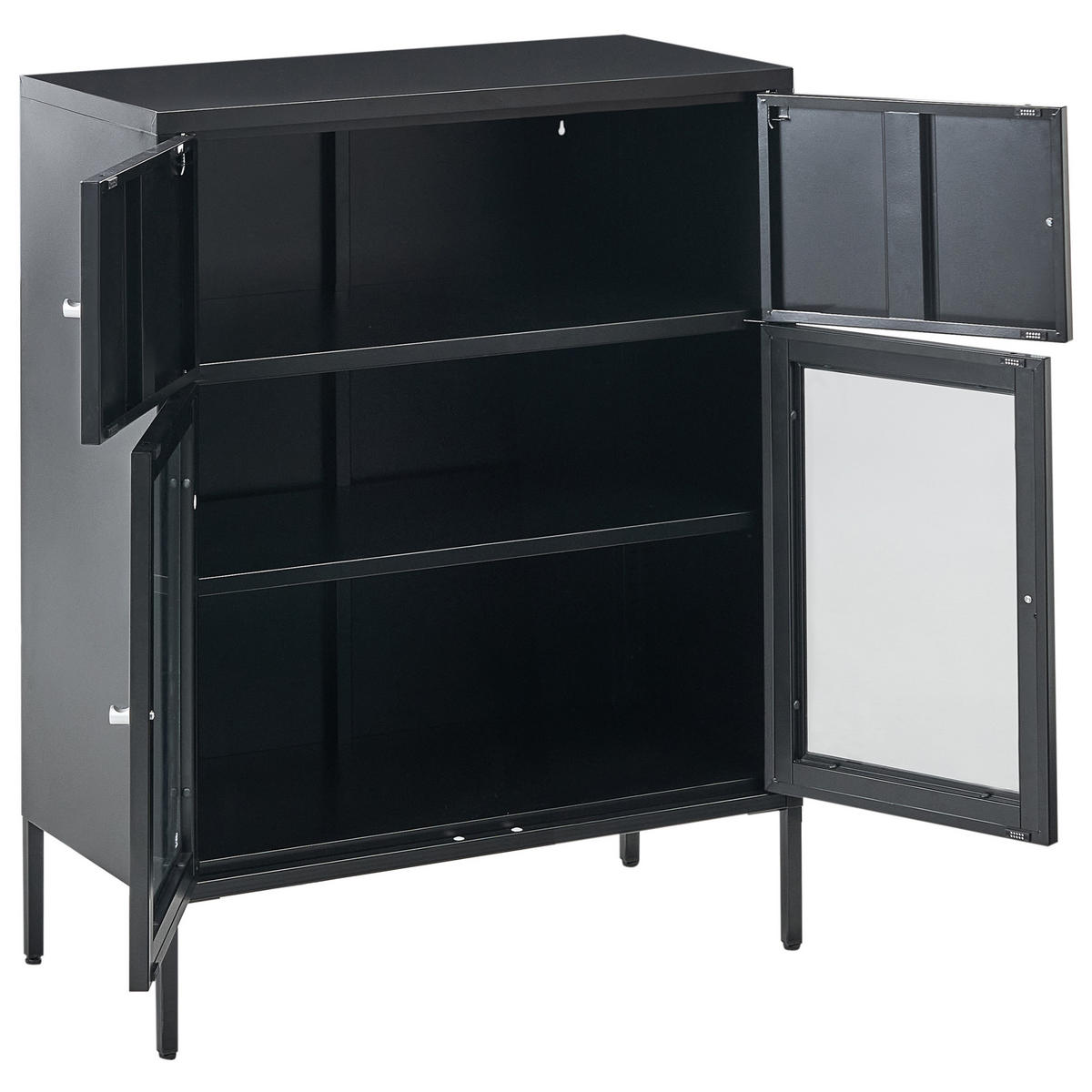 SIDEBOARD se skleněnými dveřmi Kov 80 cm Černý Esholt - černá, kov (80/102/40cm) - Beliani