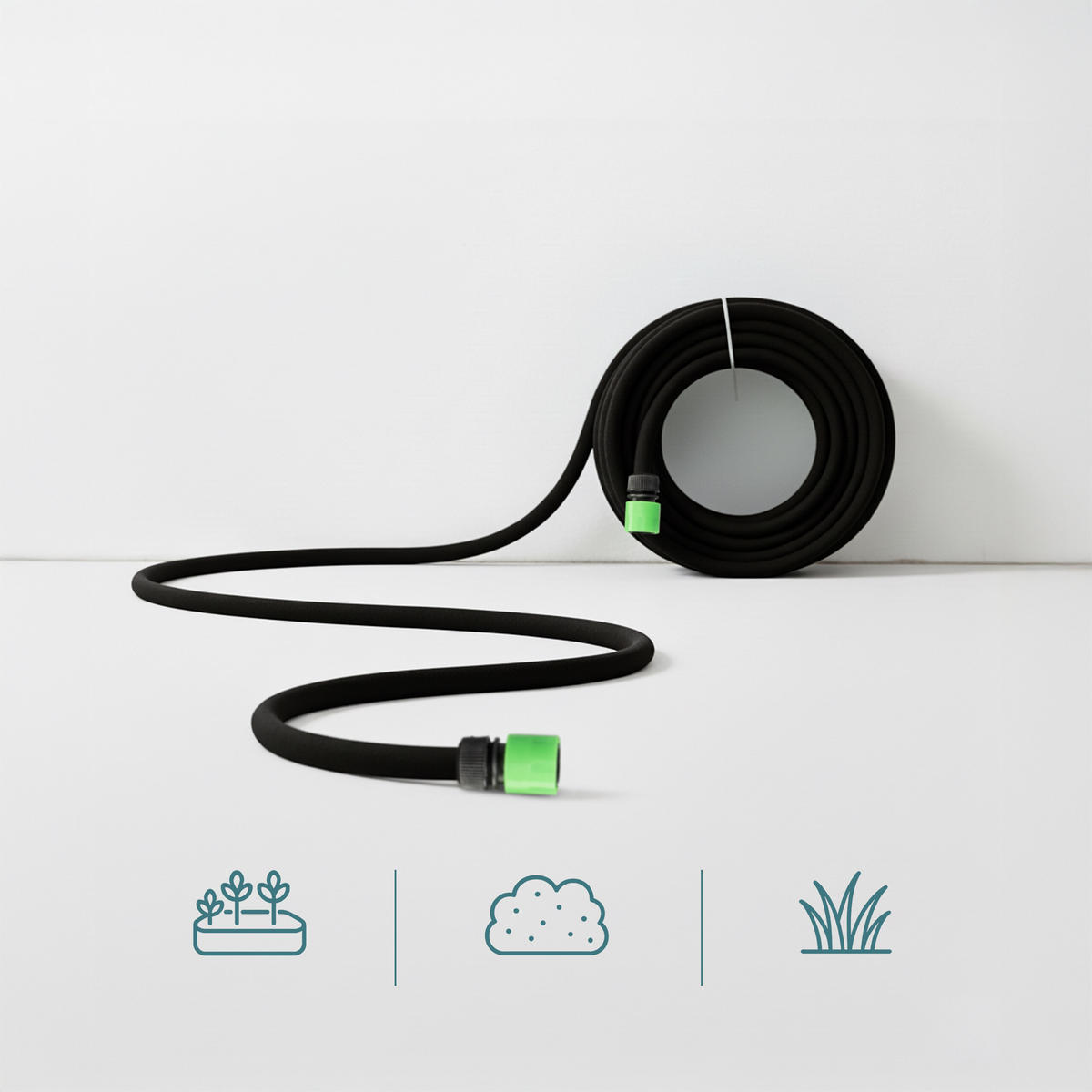 TROPFSCHLAUCH - Schwarz, Kunststoff/Metall (10000cm) - Relaxdays