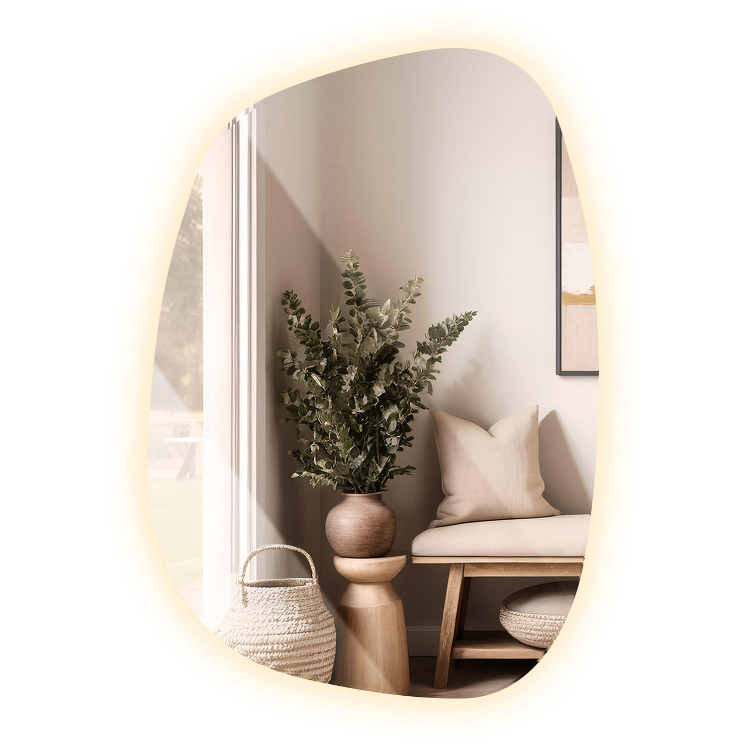 LED SPIEGEL 78,5 x 57 cm Unregelmäßige Form Warmweiß 3000K - Transparent, Glas (78.5/57/0.4cm) - TULUP