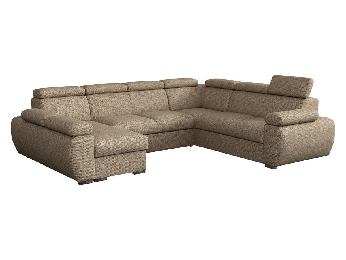 WOHNLANDSCHAFT Boston U, Seite: Links - LC+2P+R+2R - Chromfarben/Beige, Holz/Textil (325/98/260cm) - MIRJAN24
