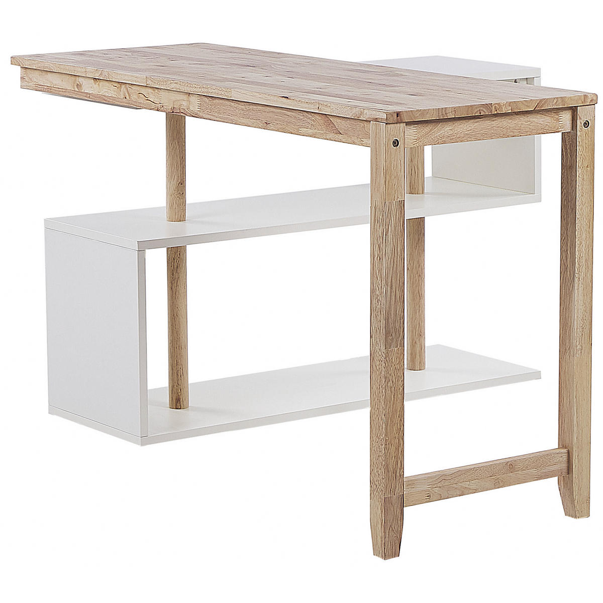 SCHREIBTISCHKOMBINATION heller Holzfarbton 120/45/73 cm Chandler - Hellgrau, Holz (45/120/73cm) - Beliani
