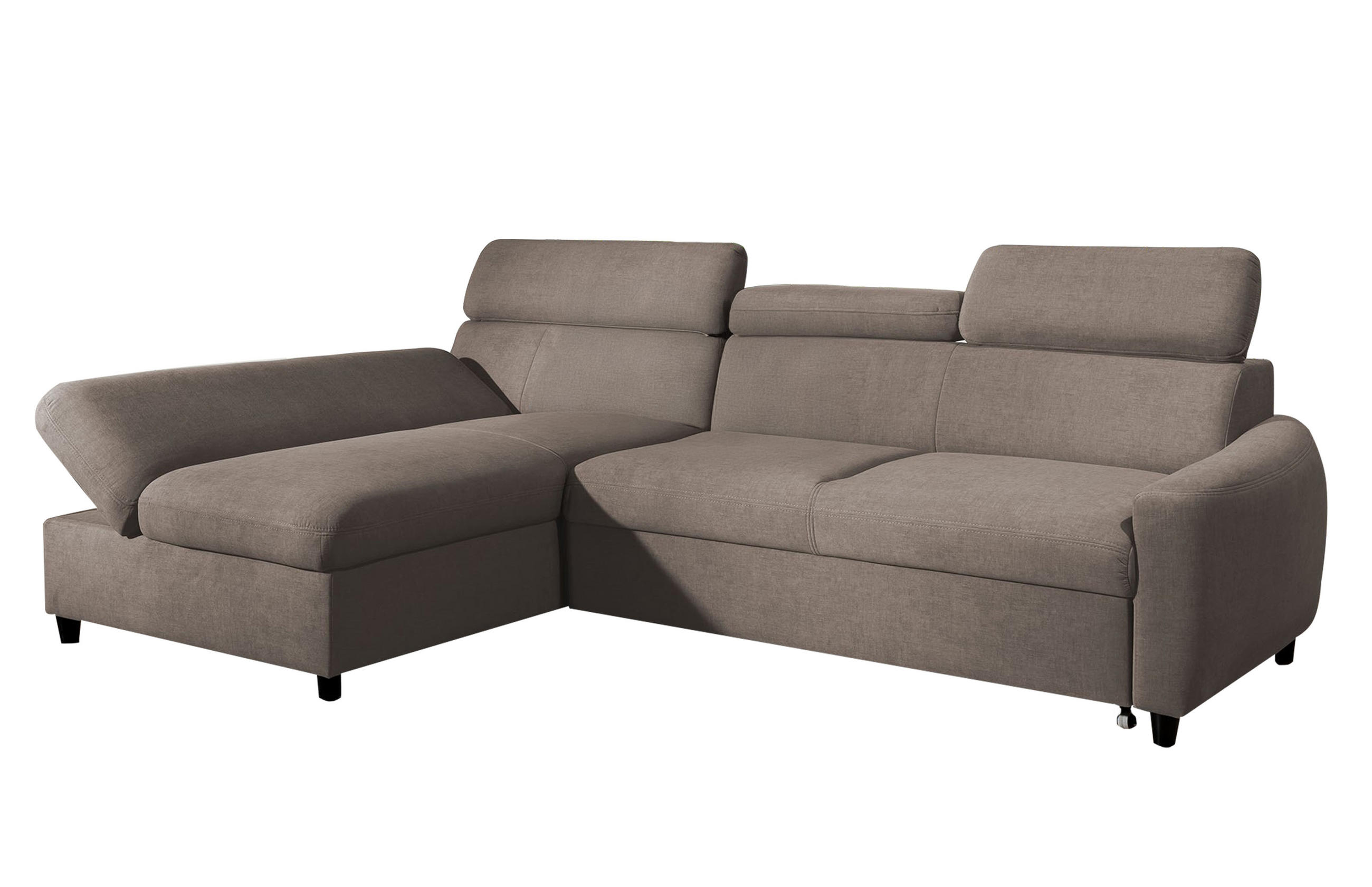 ECKSOFA L Form Olettio Mini Braun 260/170/96 cm Links mit Schlaffunktion - Schwarz/Braun, Kunststoff/Textil (170/260cm) - AX Living