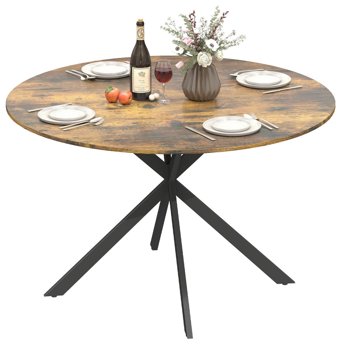 ESSTISCH Rustikal-Braun 1 Stück - Braun, Naturmaterialien (120/120/75cm) - GiPP