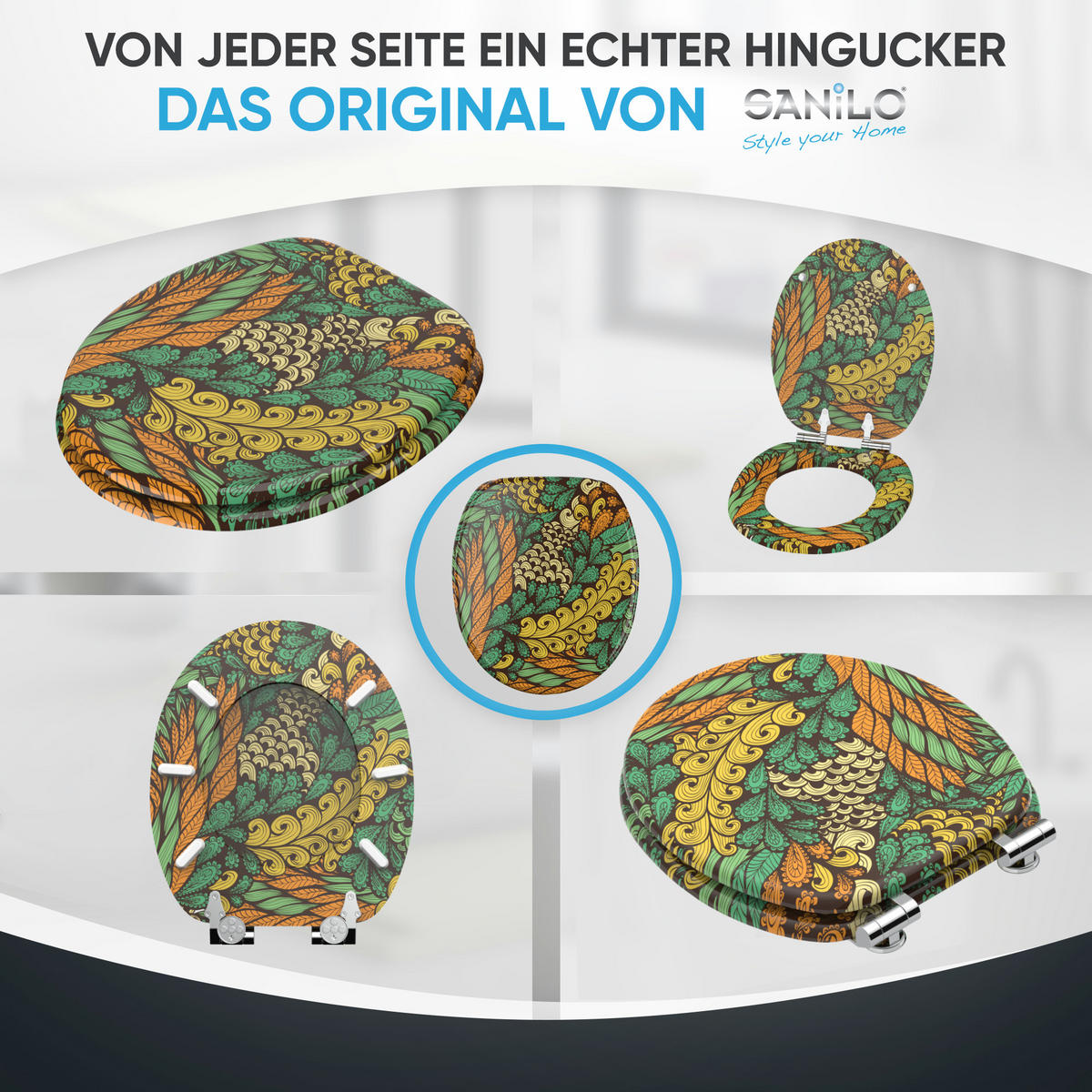 WC Sitz mit Absenkautomatik Velora - Grün, Holzwerkstoff (38/6/47cm) - Sanilo