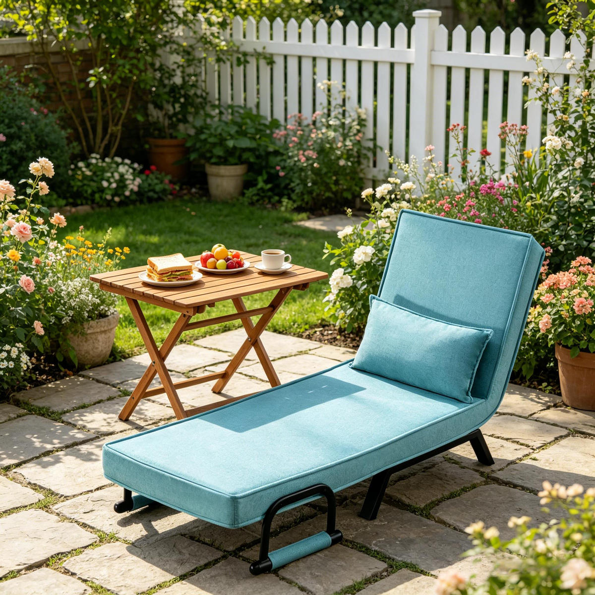 SCHLAFSESSEL 3-in-1, 5-fach verstellbar, DE-42146, Blau - Blau, Metall (75/78/65cm) - ComfortXL