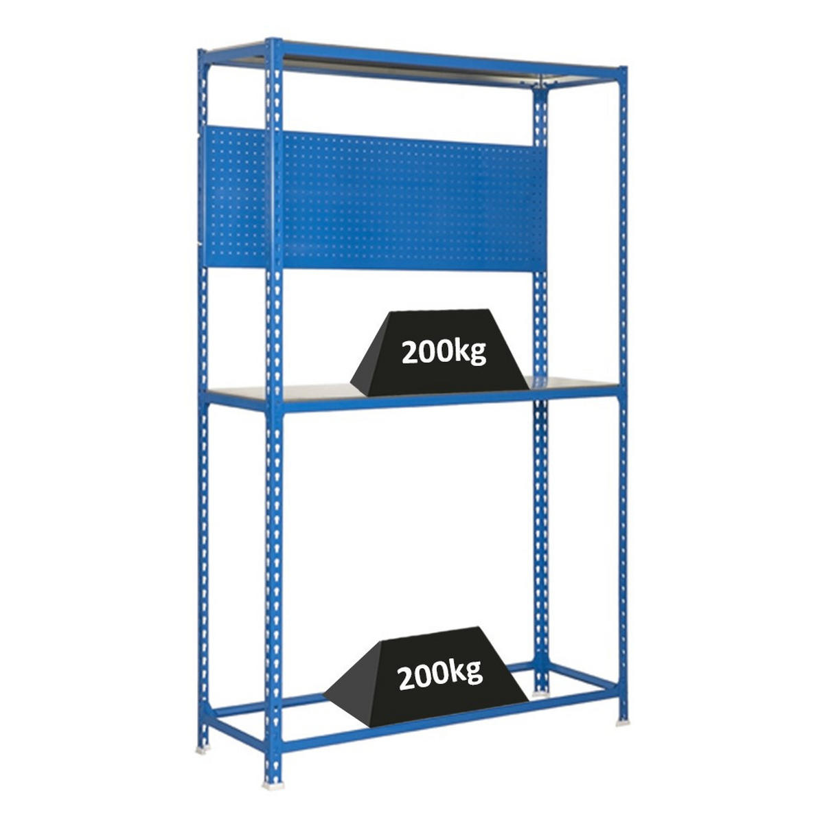 REIFENREGAL mit Arbeitsfläche Metal Shark NO.4 HxBxT 200 x 100 x 40 cm 6 Reifen Blau - Blau, Metall (100/200/40cm) - PROREGAL