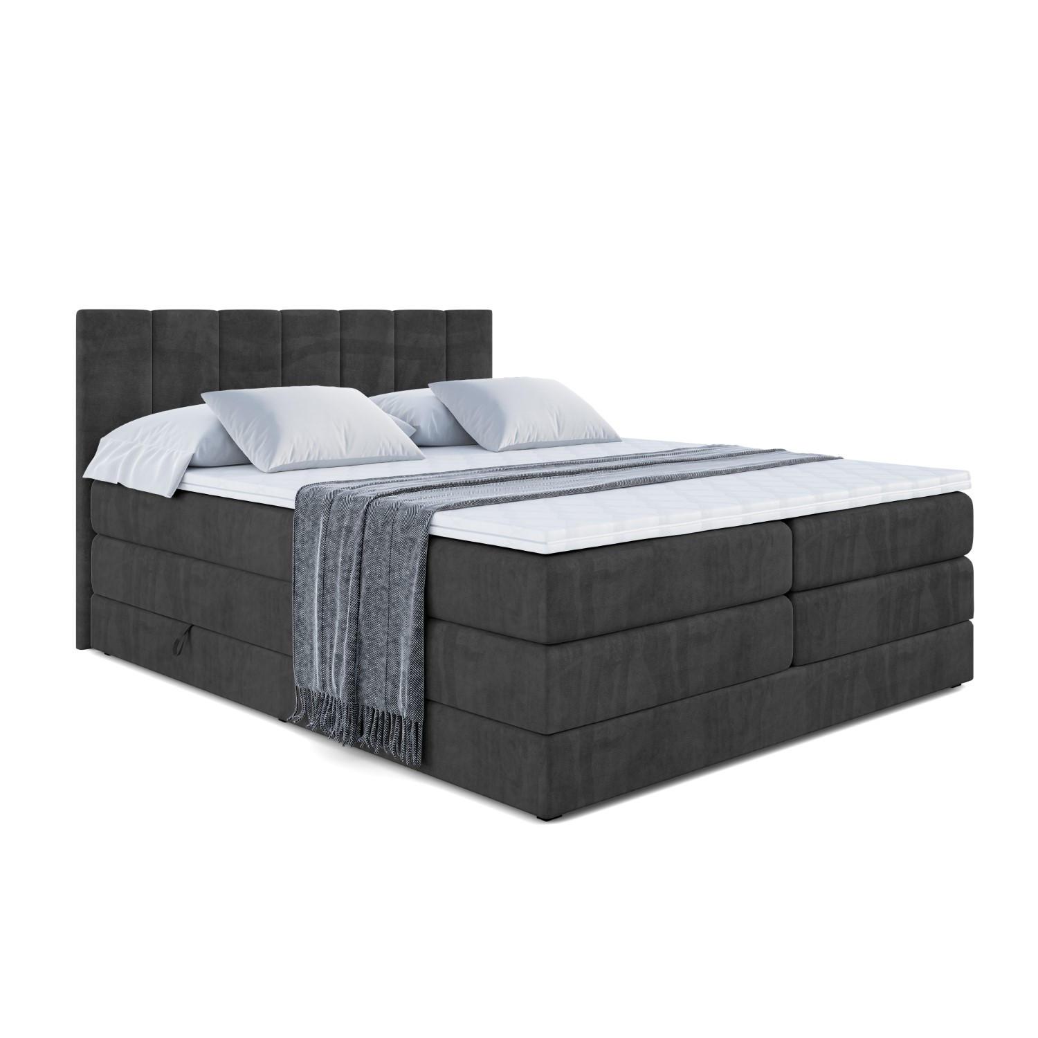 BOXSPRINGBETT MOETI KING - 180x200 - H3/H4 - Schwarz - Schwarz, Holzwerkstoff (180/200cm) - ALTDECOR