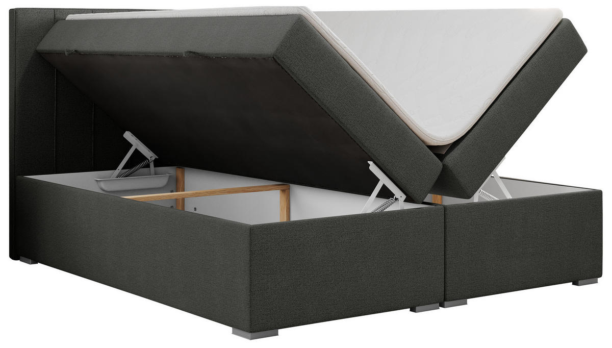 BOXBETT ALLY 200/200 Dunkelgrau Struktur - H3 - Dunkelgrau, Holz/Textil (200/200cm) - MKS