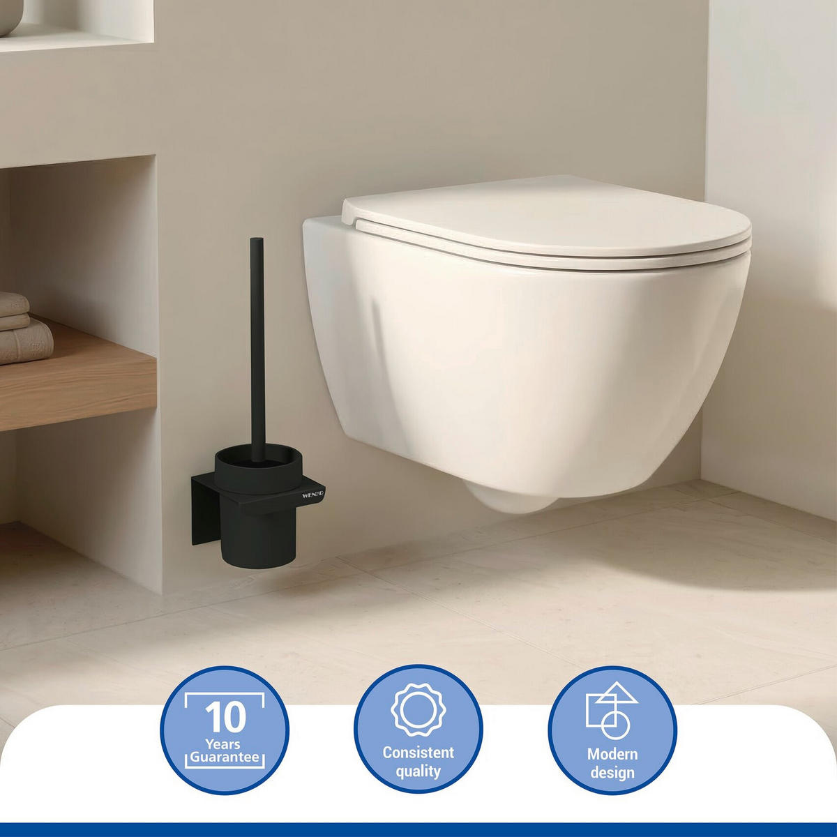 SILIKONBÜRSTE für die Toilette Lizan 10,5/10,5/35,5 cm - Schwarz, Metall (10.5/35.5/10.5cm) - Wenko