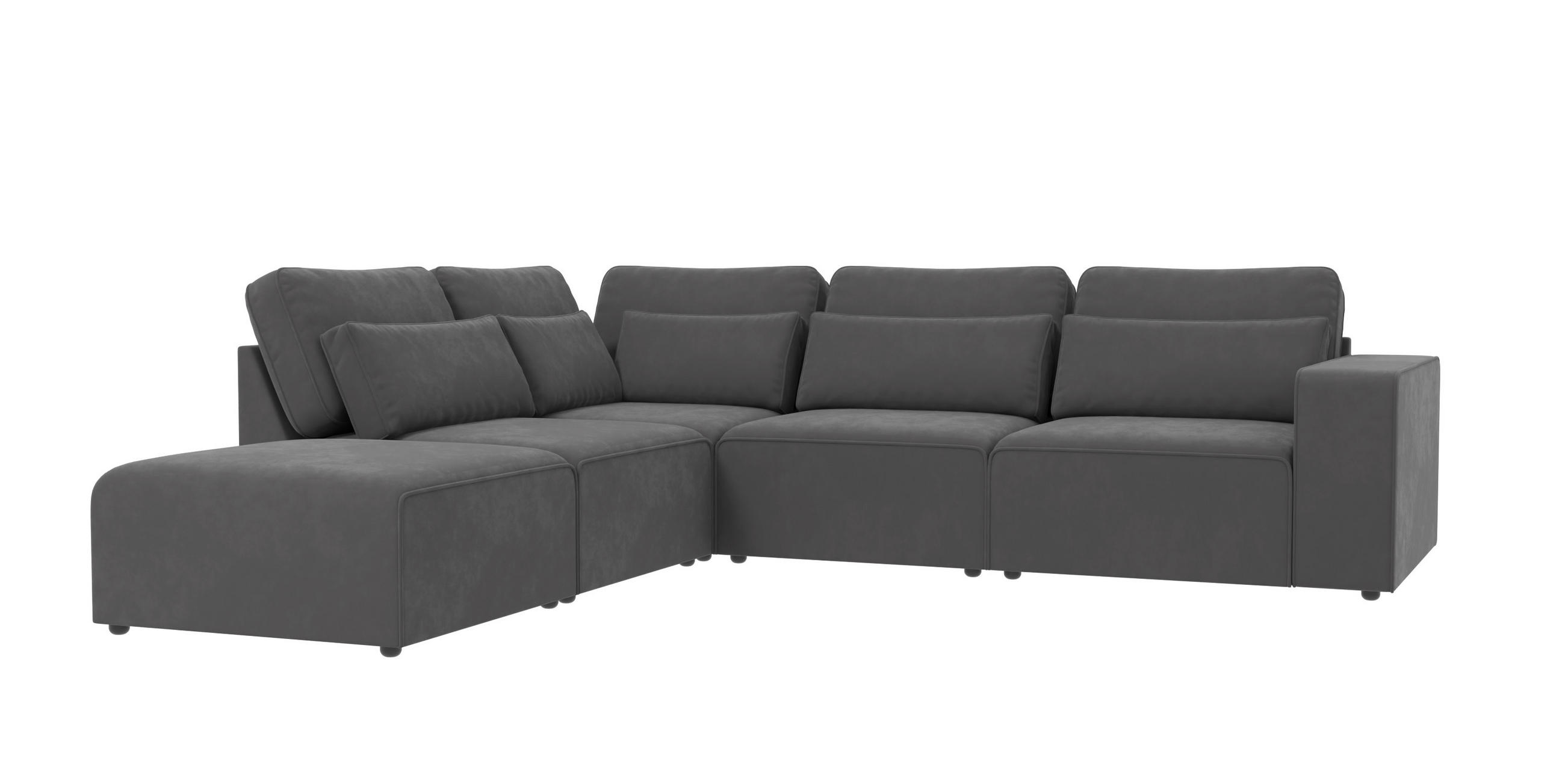 ECKSOFA modularer Leox Grau Samt-Stoff - Beige/Schwarz, Kunststoff/Textil (305/281cm) - S-Style Möbel