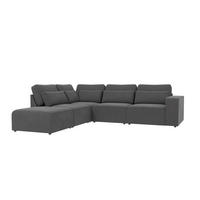 ECKSOFA modularer Leox Grau Samt-Stoff - Beige/Schwarz, Kunststoff/Textil (305/281cm) - S-Style Möbel