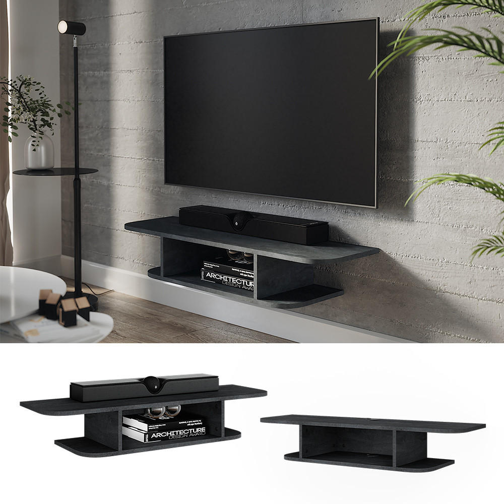 TV-SCHRANK Lorio Schwarz Beton 105 x 18.2 cm offene Fächer - Schwarz, Holzwerkstoff (105/18.2/30cm) - Vicco