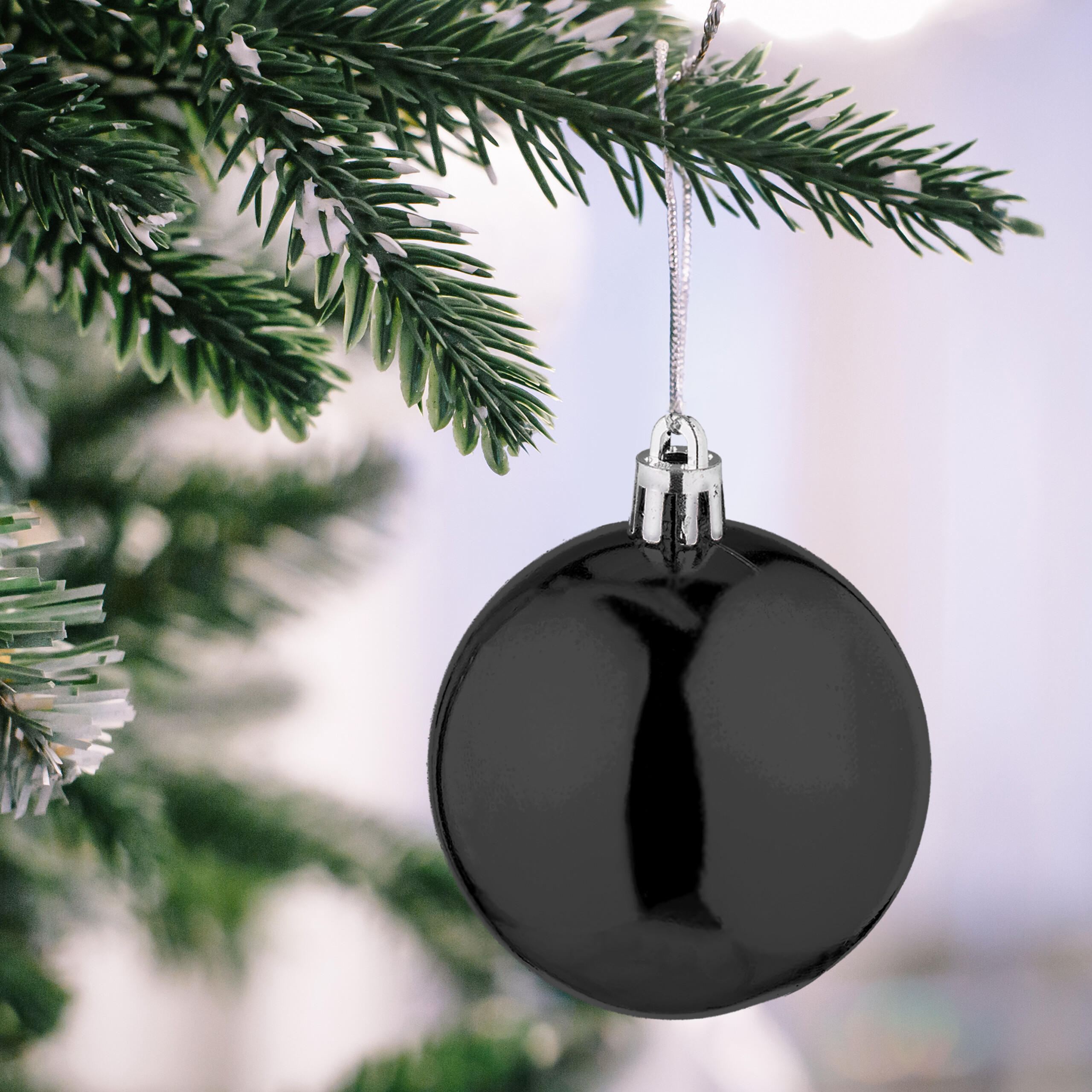 100XWEIHNACHTSKUGELN - Schwarz, Kunststoff (6/7/6cm) - Relaxdays