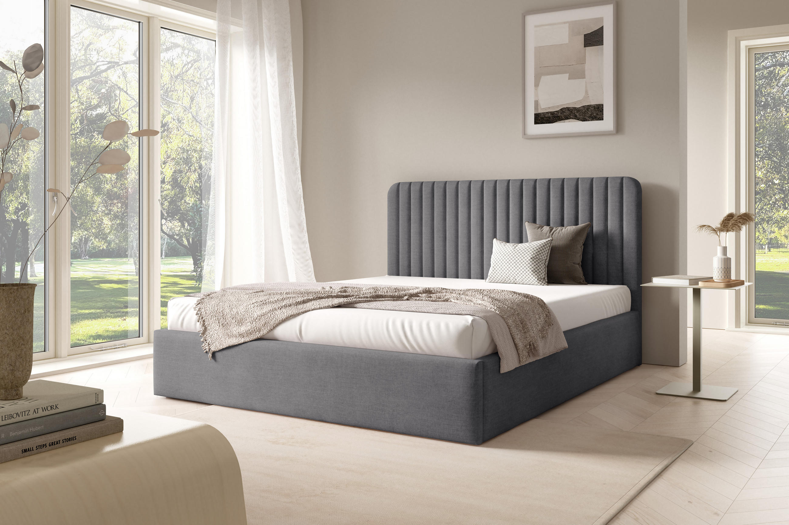 POLSTERBETT BEZA II - Dunkelgrau - Dunkelgrau, Textil (140/200cm) - AN-Moebel 4u