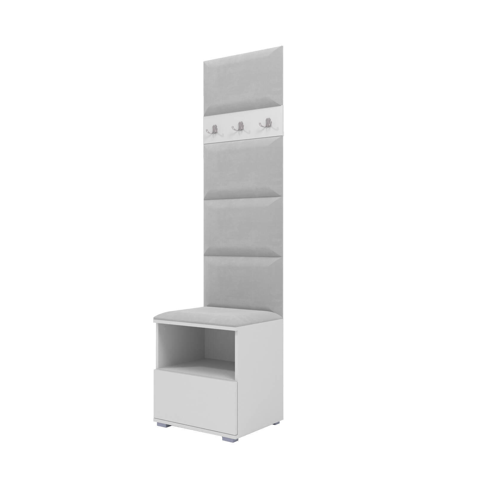 XXXLutz Garderoben-Set Weiß, Grau 50x187x40 cm