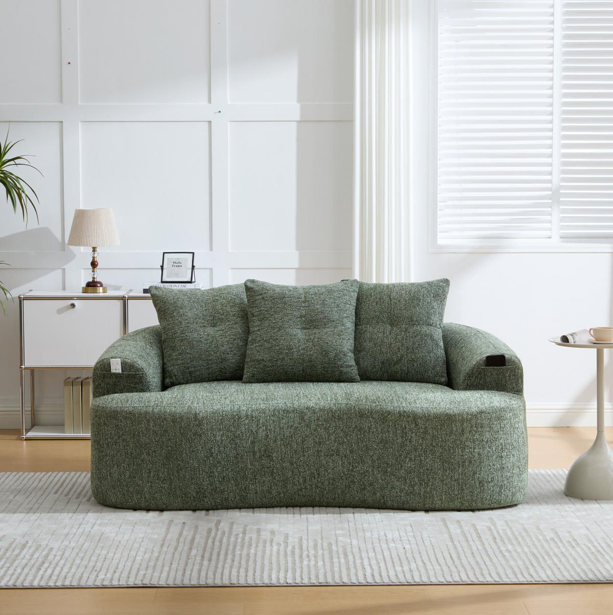 ZWEISITZERSOFA Chenille Grün 164 x 92 x 60 cm - Grün, Holzwerkstoff (164/64/92cm) - Meubliv
