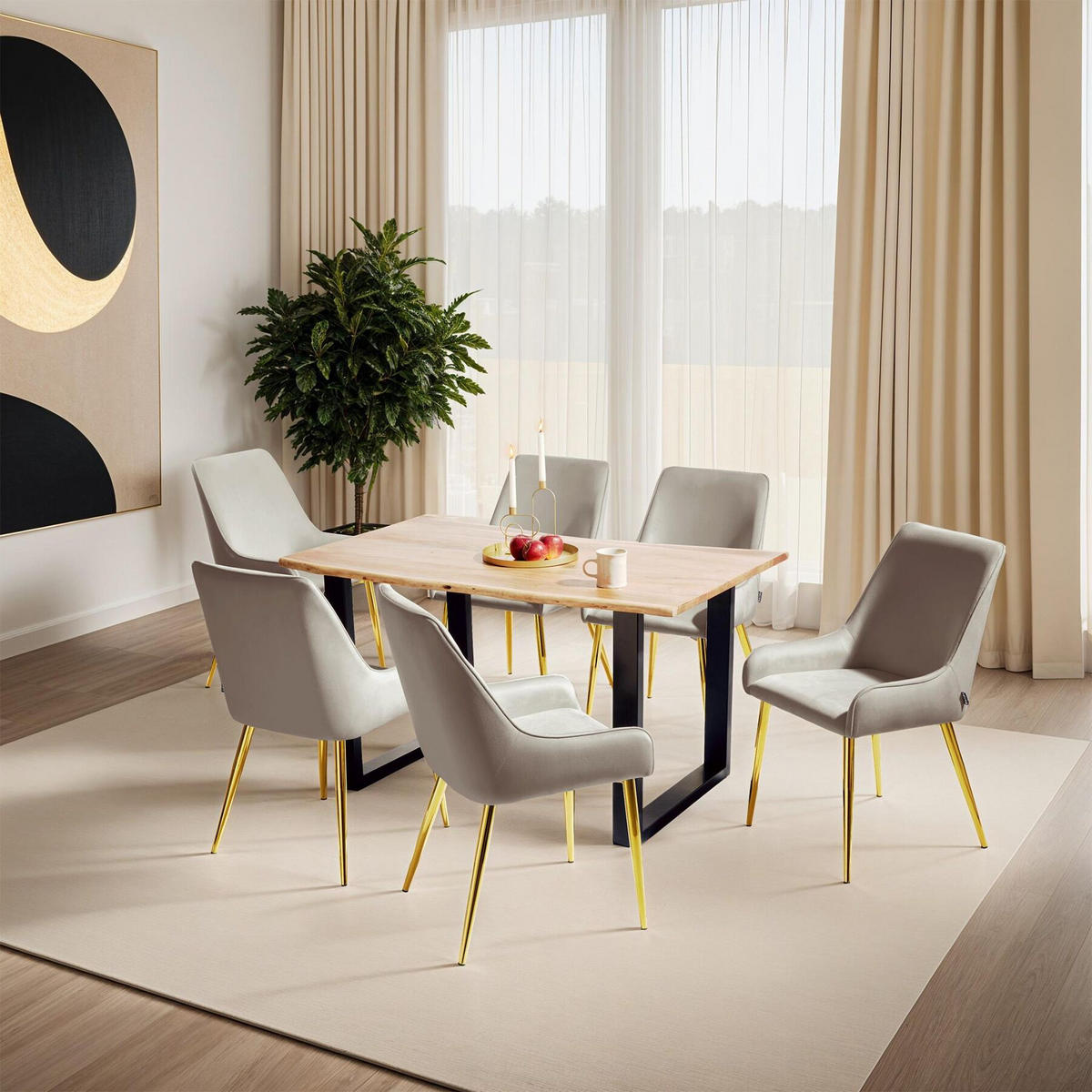 POLSTERSTUHL 2er Set Avane 52 x 61 x 89 cm taupe - Taupe, Textil (52/89/61cm) - tectake