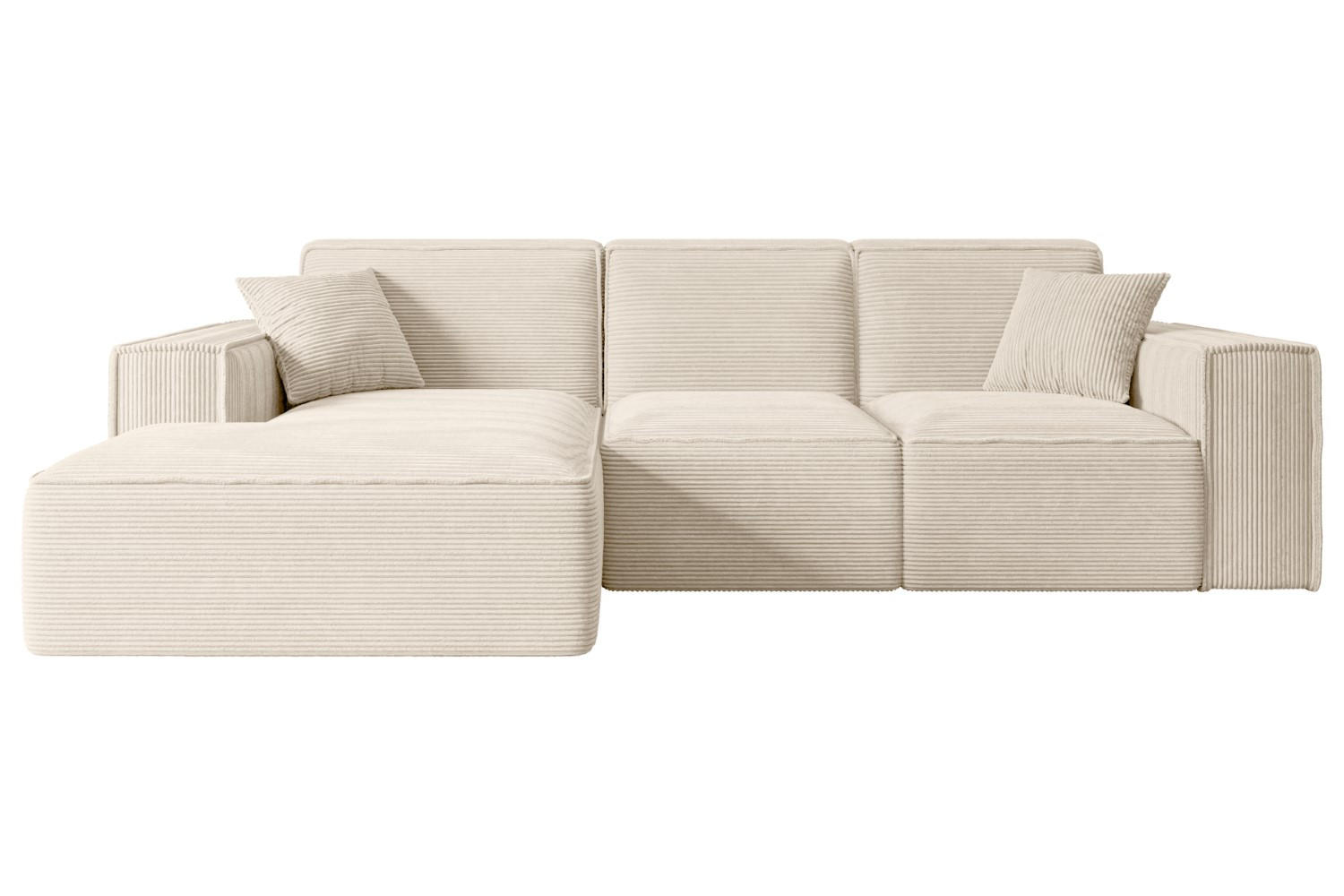 ALTDECOR ROHOVÁ SEDACÍ SOUPRAVA s otomanem vlevo SERRA-L – 266 × 169 × 80 cm, béžový manšestr