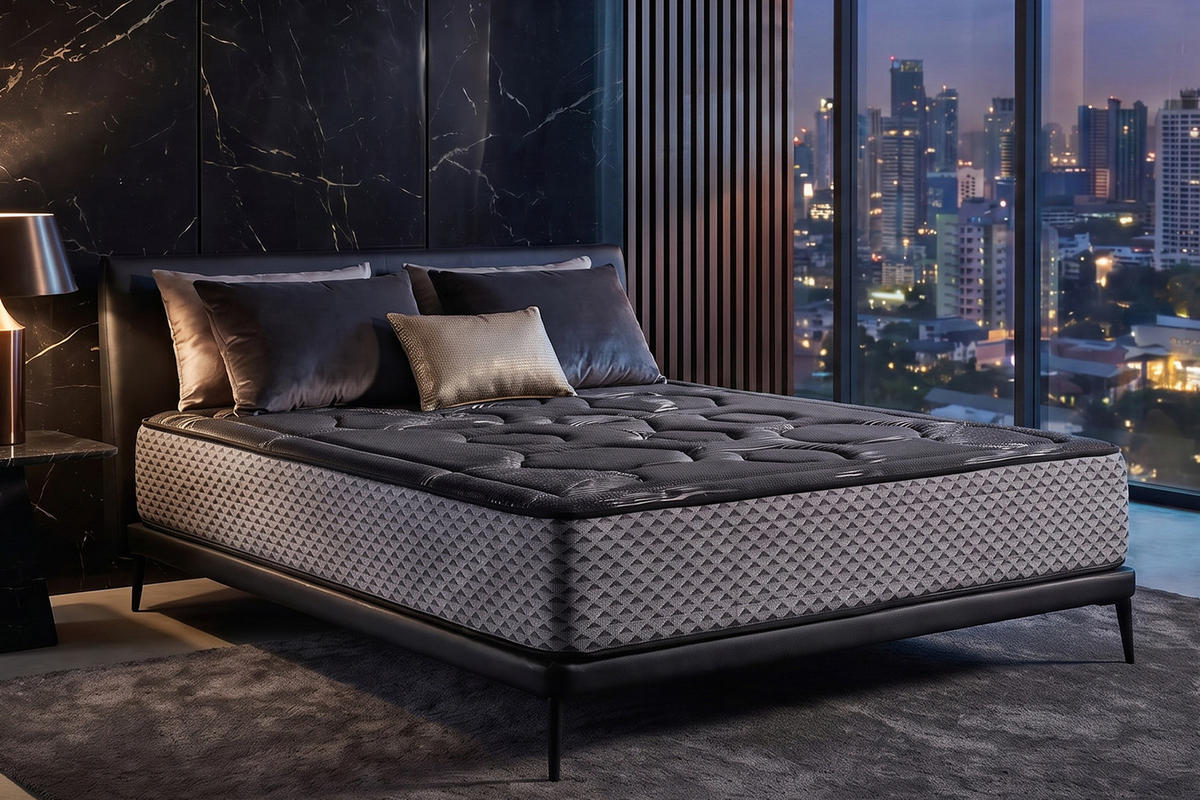 MATRATZE Titanium Black Multizone - 200X200 cm- Härtegrad H2/H3 - Schwarz, Textil (200/200cm) - Moonia