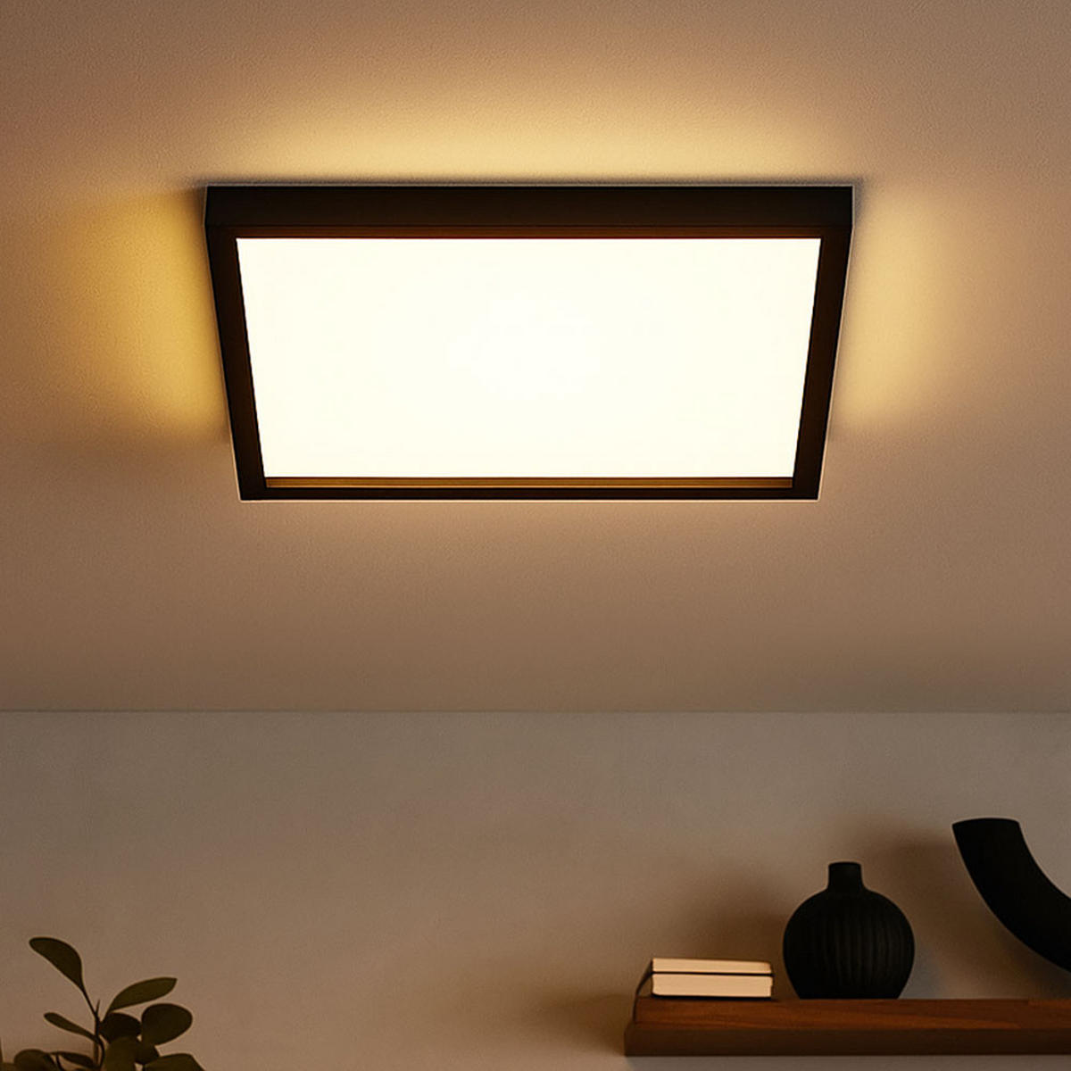 LED DECKENLEUCHTE Backlight Schwarz - Schwarz, Kunststoff (42.2/42.2/4cm) - Briloner
