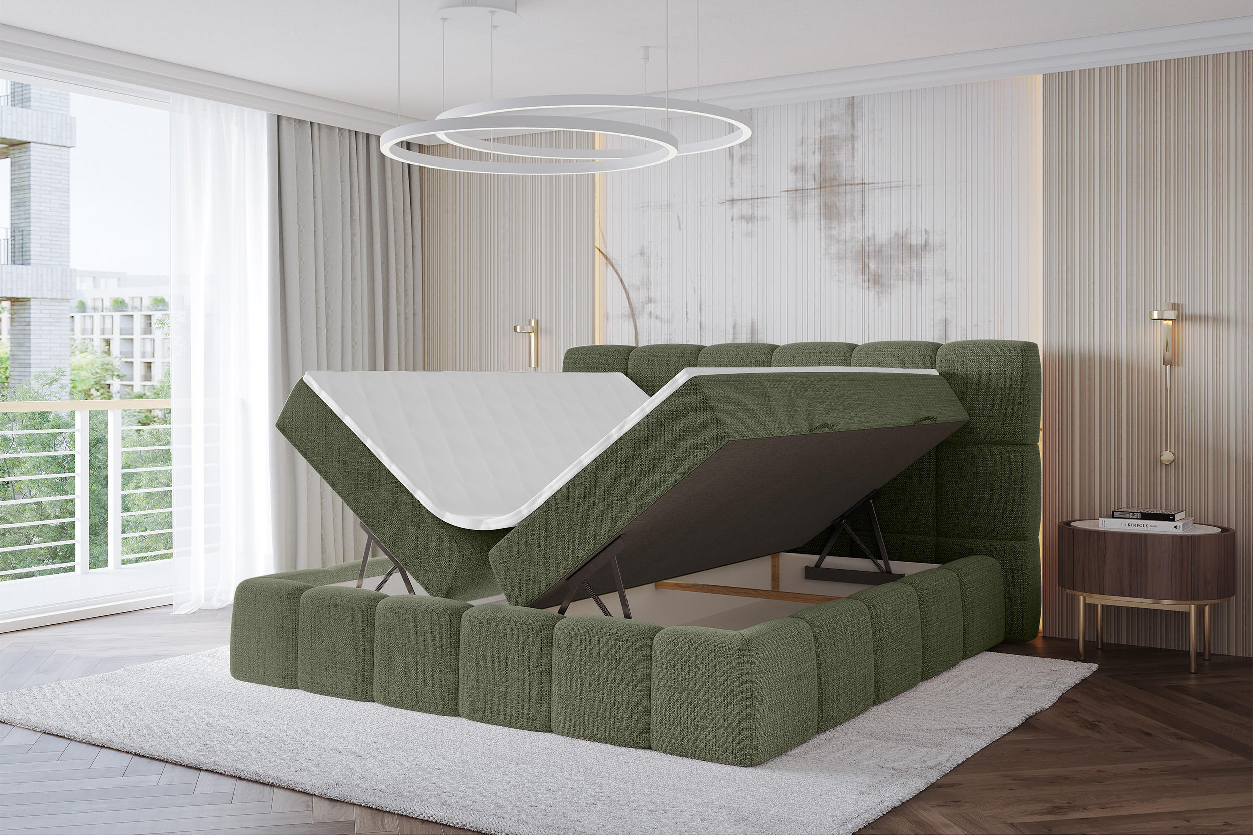 Thumbnail - Altdecor Boxbett, Grün, Holzwerkstoff, H4, Höhe ca. 20 cm, 140x200 cm, Schlafzimmer, Betten, Boxspringbetten