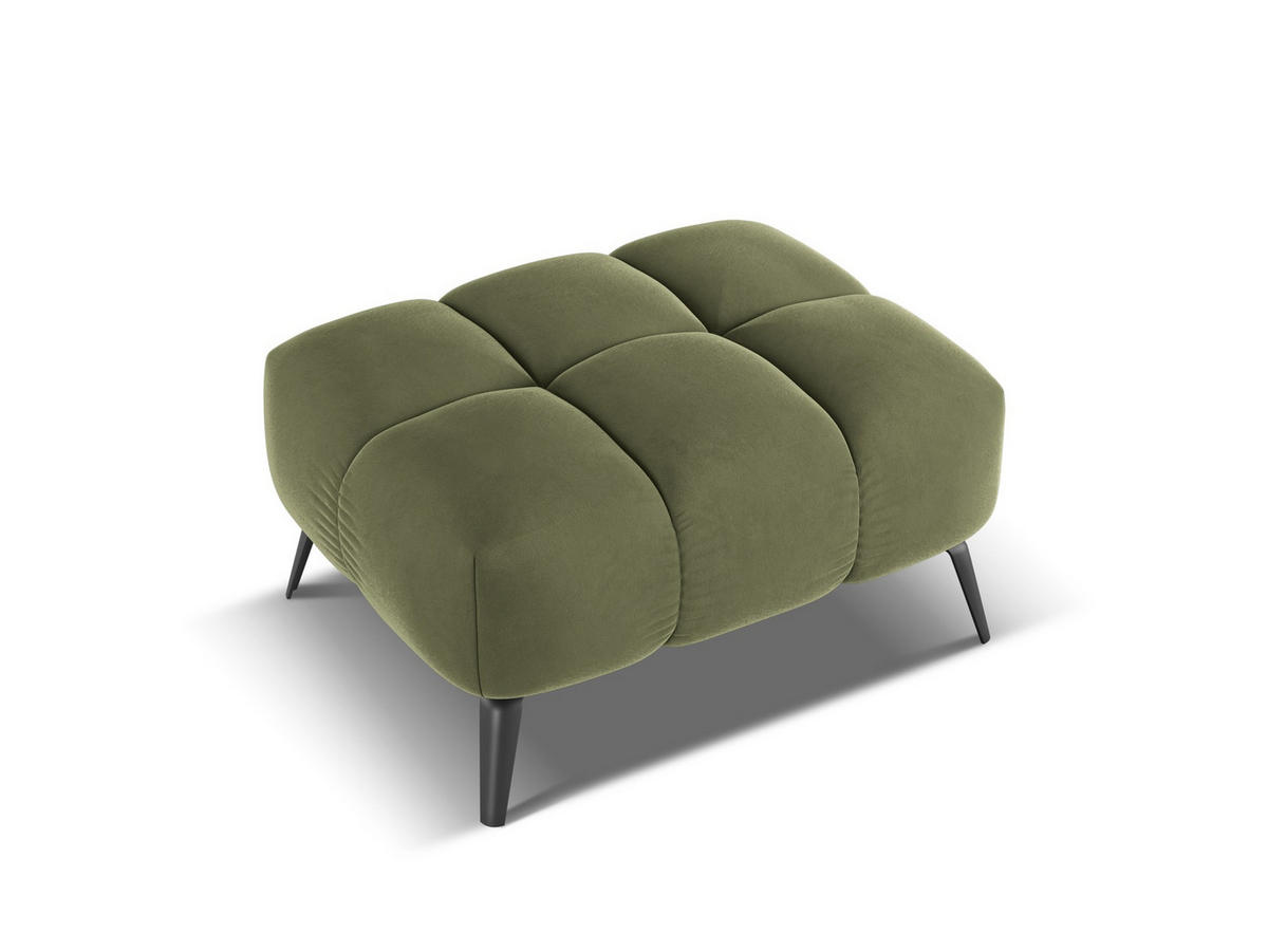 POUF Samt Stoff Grün - Schwarz/Olivgrün, Textil/Metall (78/41/60cm) - Makamii