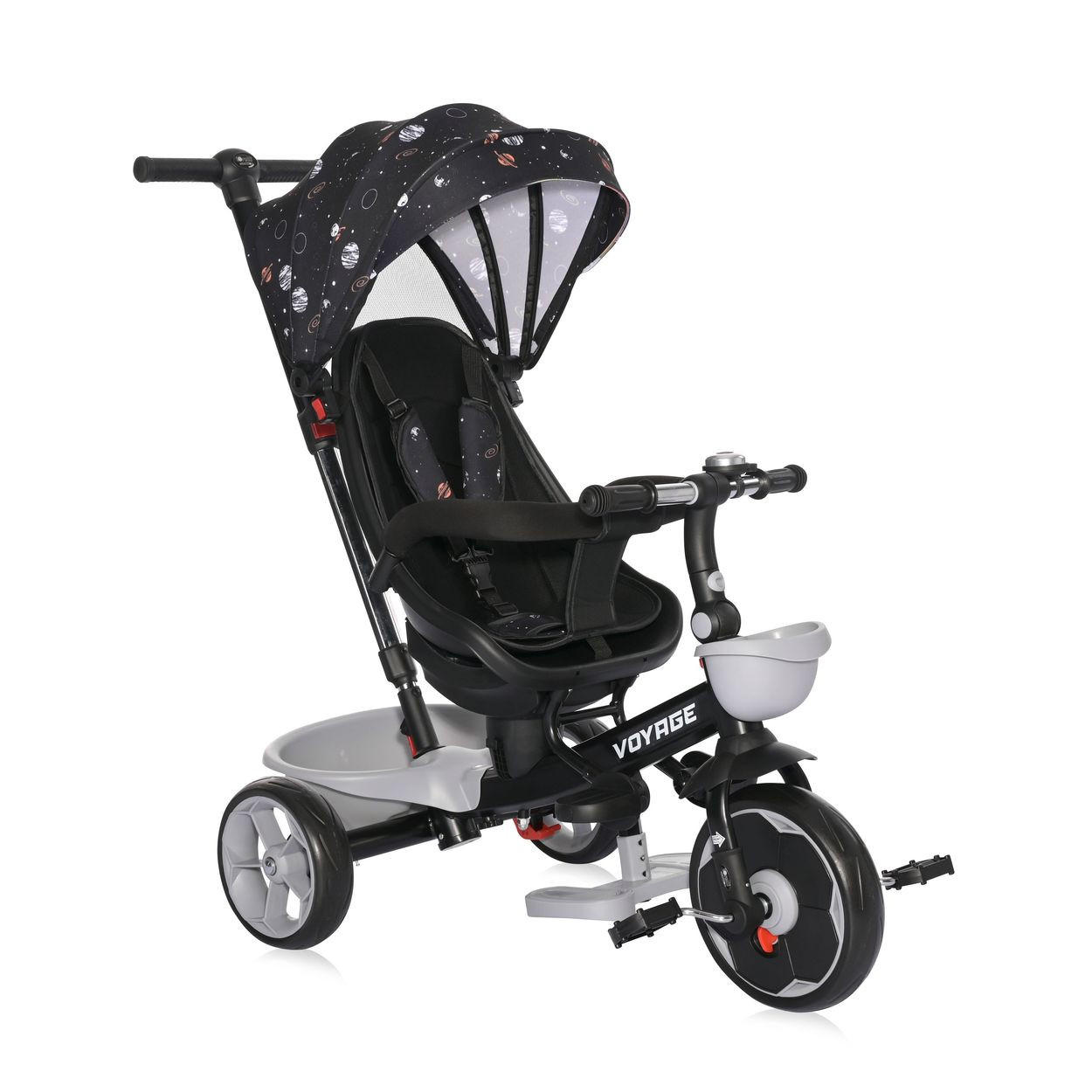 DREIRAD Voyage EVA-Reifen schwarz Schiebestange Klingel verstellbare Rückenlehne - Schwarz, Metall (89/54/92cm) - Lorelli
