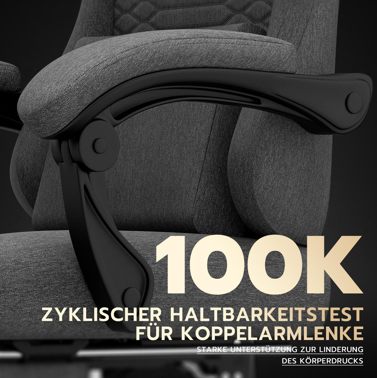 GAMING-STUHL ergonomisch Stoff Dunkelgrau mit Fußstütze - Dunkelgrau, Kunststoff (63/120.5/58.5cm) - Meubliv