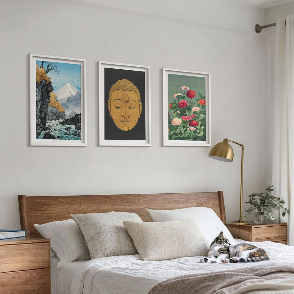 WANDBILDER 3er-Set - 40x60 cm Weißer Rahmen - Japanische Natur, Japandi-Kultur - Weiß, Kunststoff (40/60cm) - ArtPrintCave