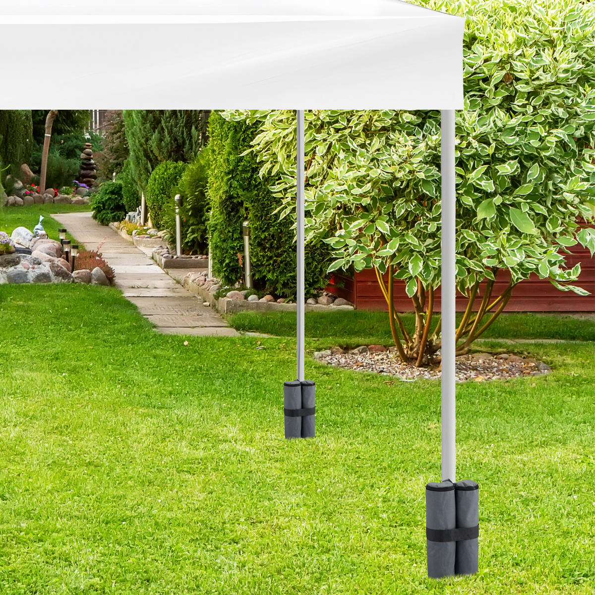 4XPAVILLON-SANDSÄCKE - Anthrazit, Textil/Metall (42/40/1.5cm) - Relaxdays