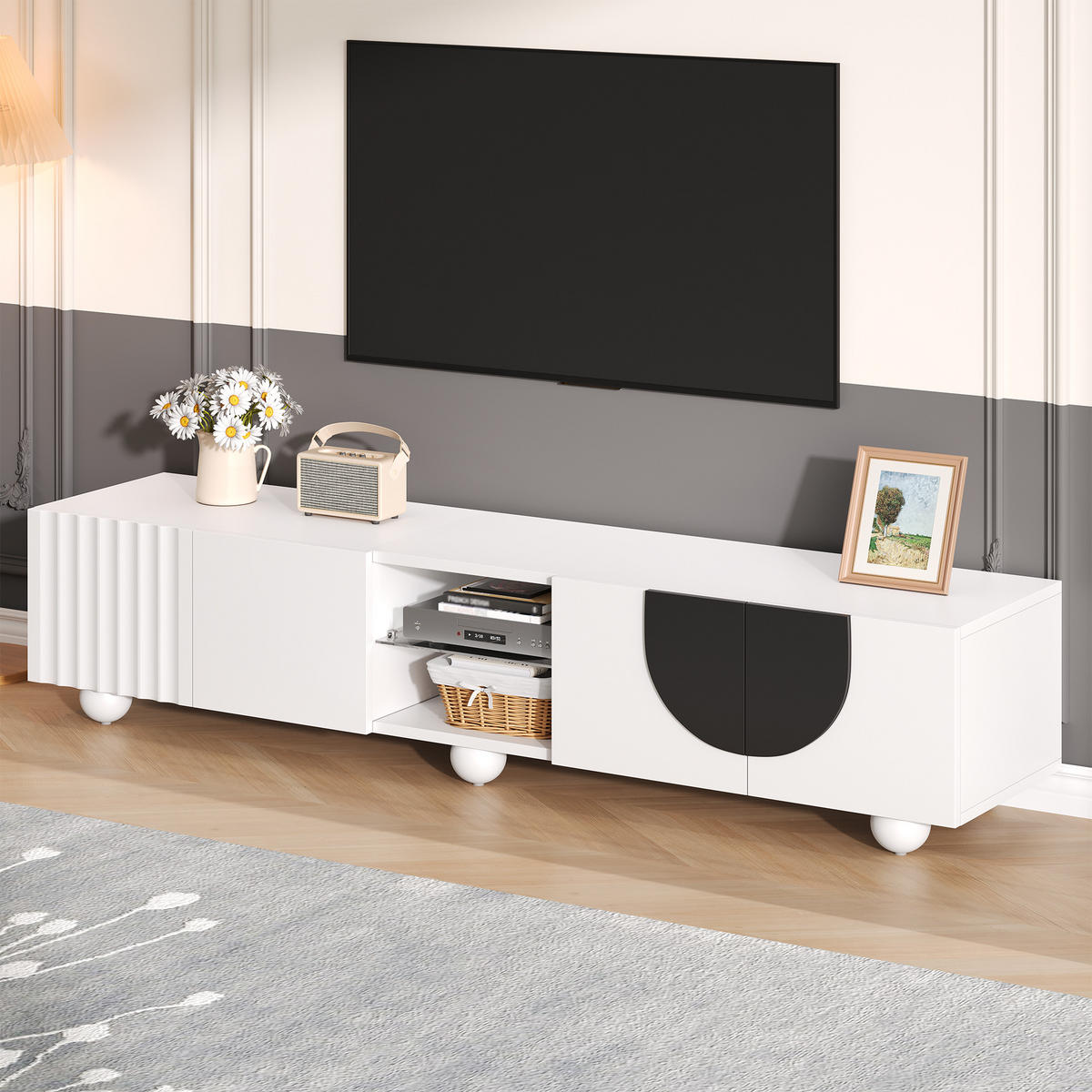 TV-SCHRANK Lowboard 180x40x41 cm modern - Weiß, Holz (180/41.5/40cm) - LEBENLANG