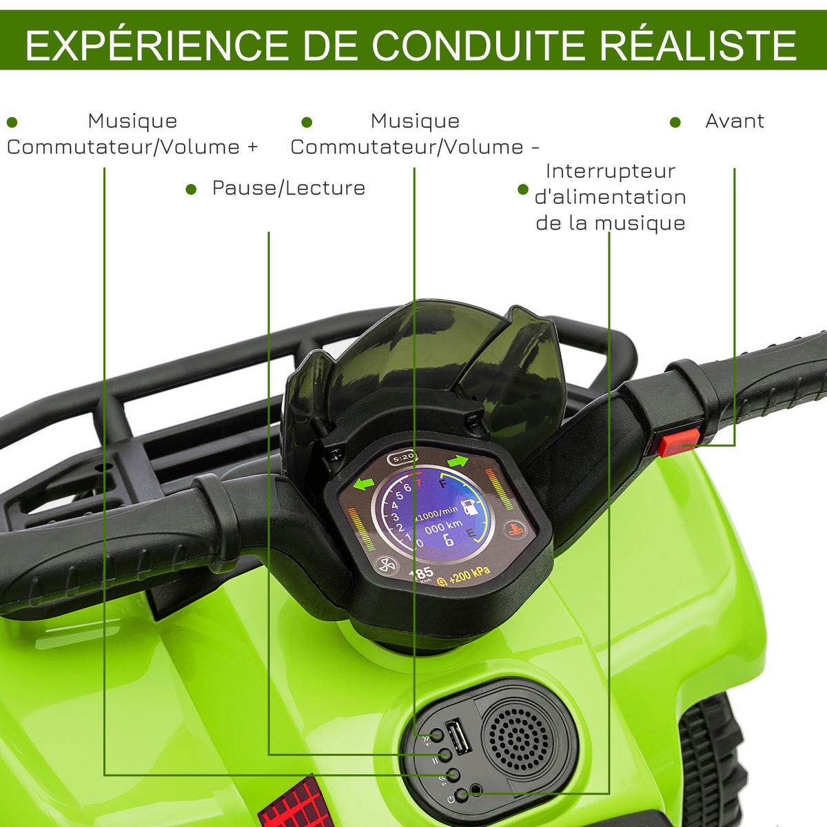 ELEKTRO-QUAD DE-13000 6V Grün - Grün, Kunststoff (70/42/45cm) - ComfortXL