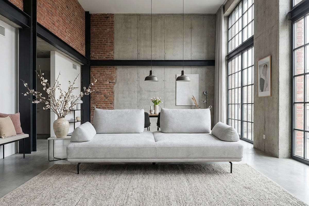 SCHLAFSOFA CANE Grau Webstoff - Schwarz/Grau, Textil/Metall (210/80/100cm) - KAWOLA