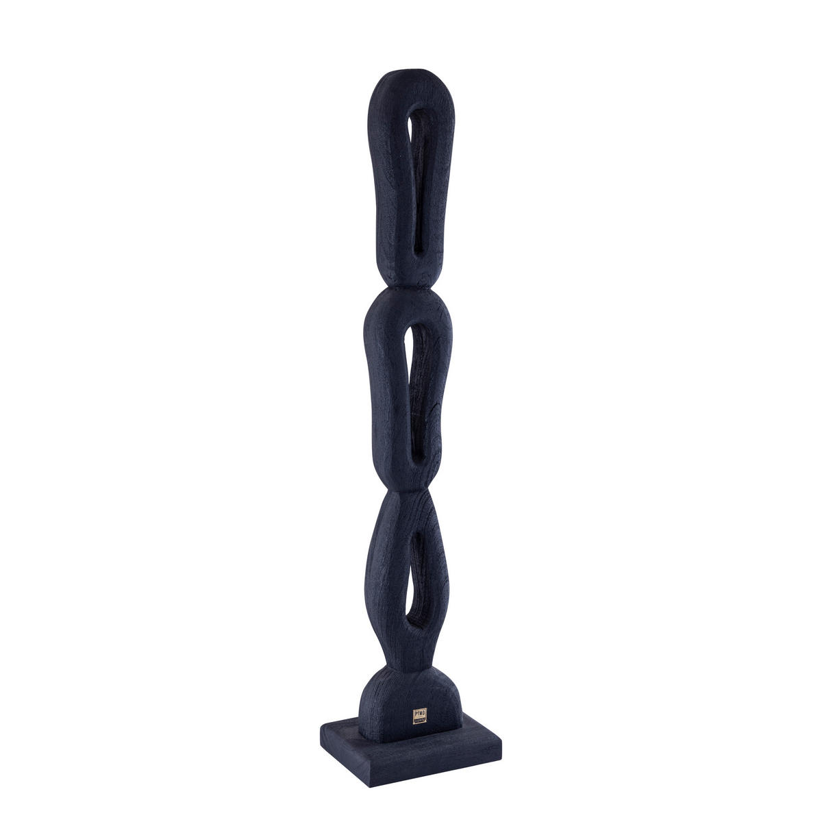 SKULPTUR Rhyce Schwarz 18/13/98cm - Schwarz, Holz (13/98/18cm) - PTMD Collection