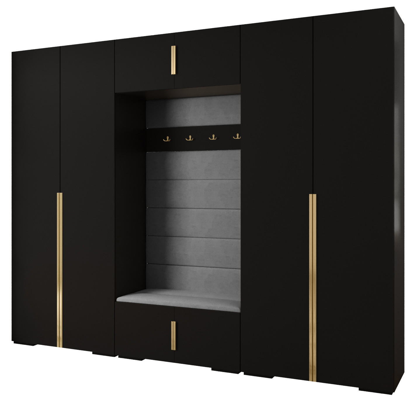 GARDEROBEN-SET 236,7/300/47 - Goldfarben/Schwarz, Holz/Metall (300/236.7/47cm) - Abiks Möbel