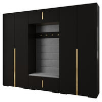 GARDEROBEN-SET 236,7/300/47 - Goldfarben/Schwarz, Holz/Kunststoff (300/236.7/47cm) - Abiks Möbel