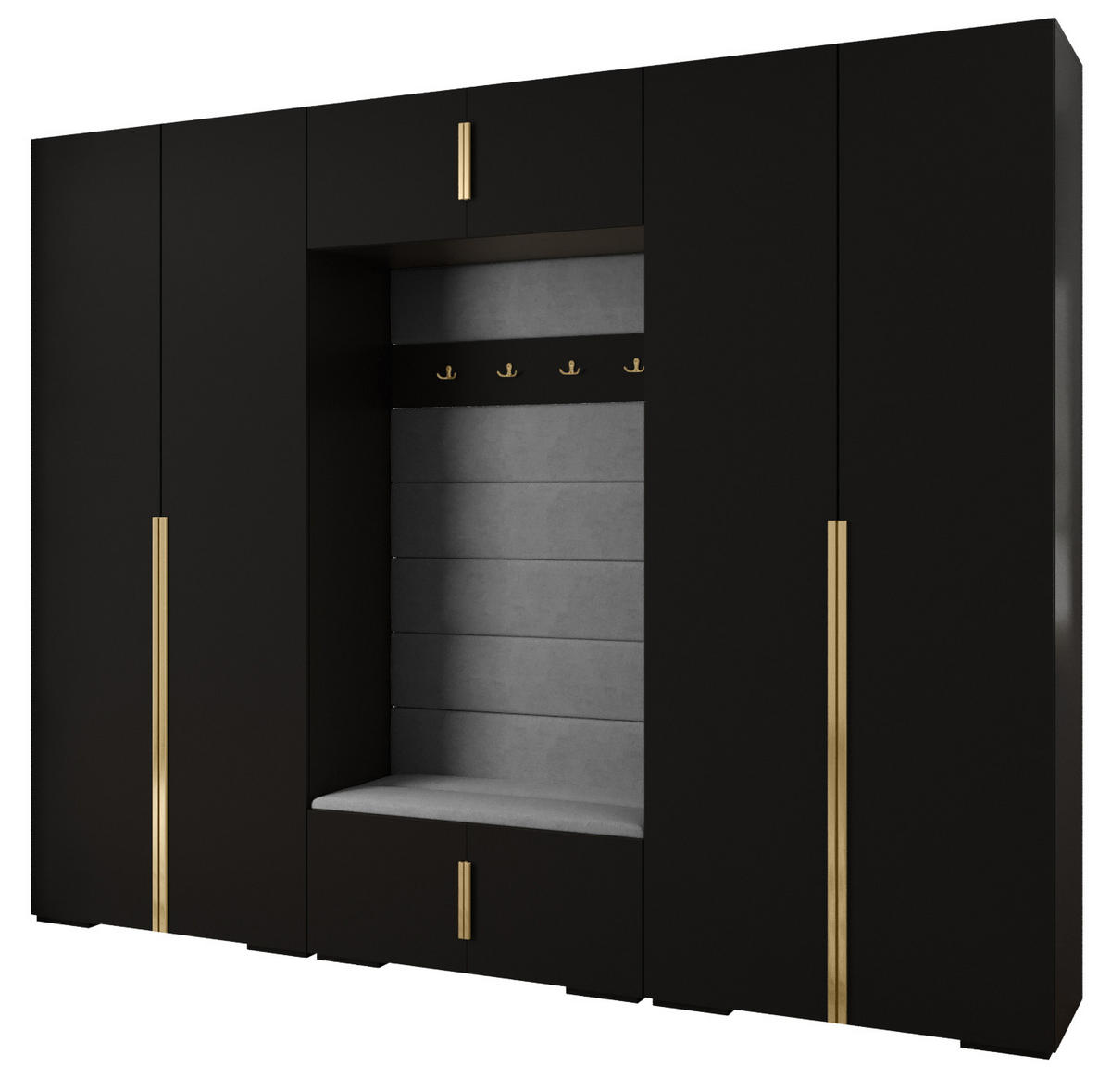 GARDEROBEN-SET 236,7/300/47 - Goldfarben/Schwarz, Holz/Kunststoff (300/236.7/47cm) - Abiks Möbel