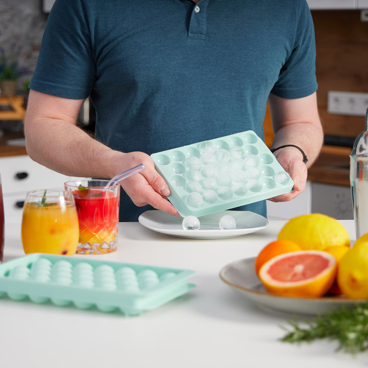 3XEISWÜRFELFORM - Türkis, Kunststoff (24.5/3/14.5cm) - Relaxdays