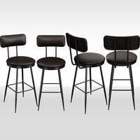 BARHOCKER 4er-Set mit Rückenlehne, Schwarz - Schwarz, Metall (34/85.5/34cm)