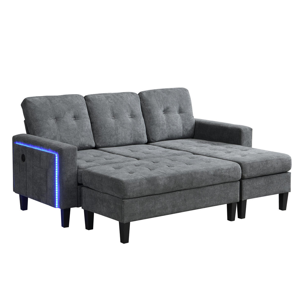 ECKSCHLAFSOFA 185/135/85 cm Antikgrau - Grau, Textil (135/185cm)