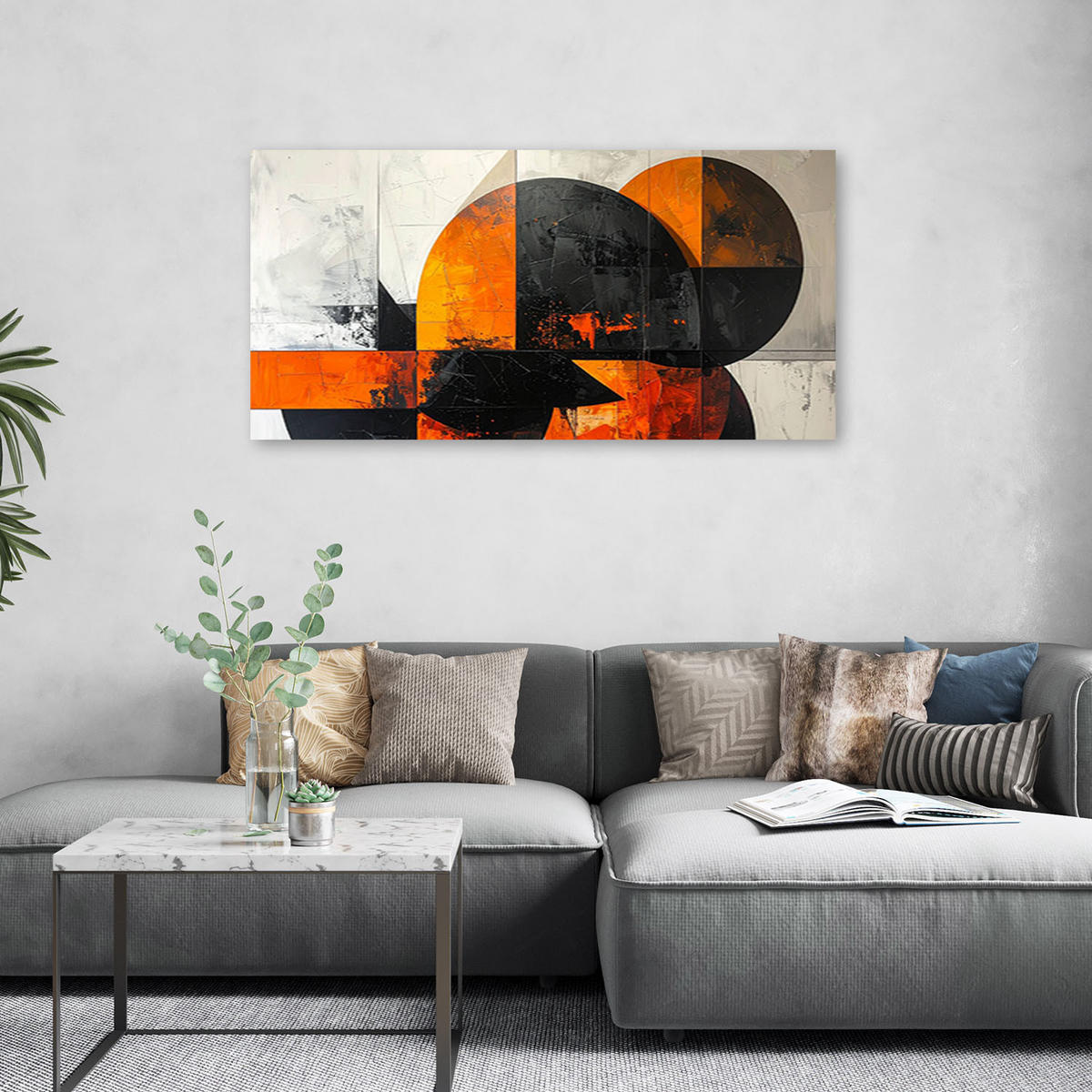 LEINWANDBILD 3D und geometrisch 120x60cm - Orange, Textil (120/60cm) - Feeby