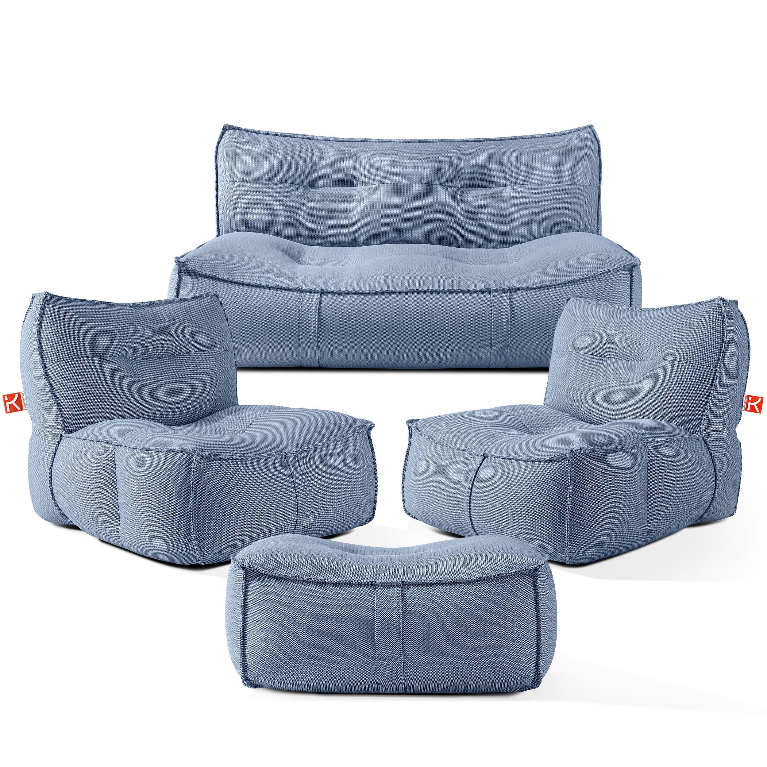 GARTENLOUNGE-SET LOVIA, Möbel-Set, Marineblau/Weiß - Dunkelblau, Textil - KONSIMO®